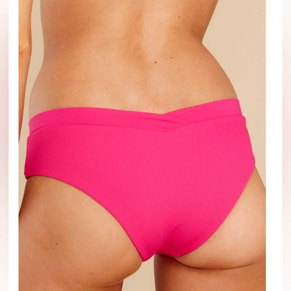 L*Space Swim Pratt Ribbed‎ Bikini Bottom Classic, Bougainvillea, Size X-Small